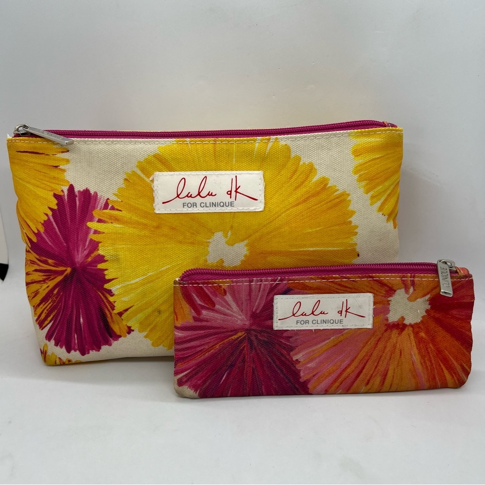 Lulu DK for Clinique Floral Makeup Bag Set Fair Condition